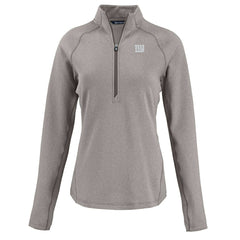New York Giants Cutter & Buck Women's Peshastin Eco Fleece Recycled Tri-Blend Raglan Half-Zip Jacket Heather Gray | NFL