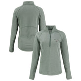 Philadelphia Eagles Cutter & Buck Women's Peshastin Eco Fleece Recycled Tri-Blend Raglan Half-Zip Jacket Heather Kelly Green | NFL