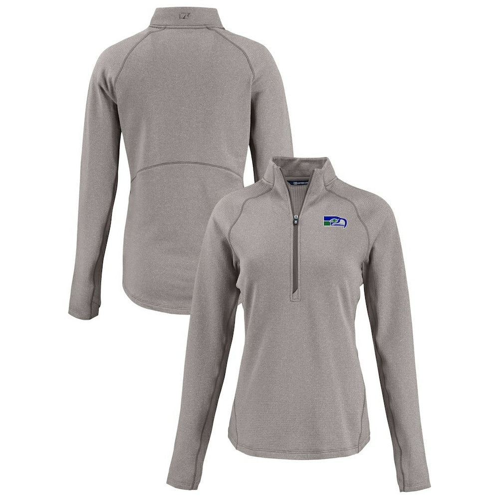 Seattle Seahawks Cutter & Buck Women's Peshastin Eco Fleece Recycled Tri-Blend Raglan Half-Zip Jacket Heather Gray | NFL