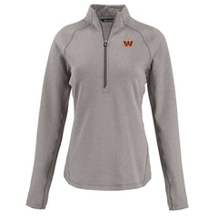 Washington Commanders Cutter & Buck Women's Peshastin Eco Fleece Recycled Tri-Blend Raglan Half-Zip Jacket Heather Gray | NFL