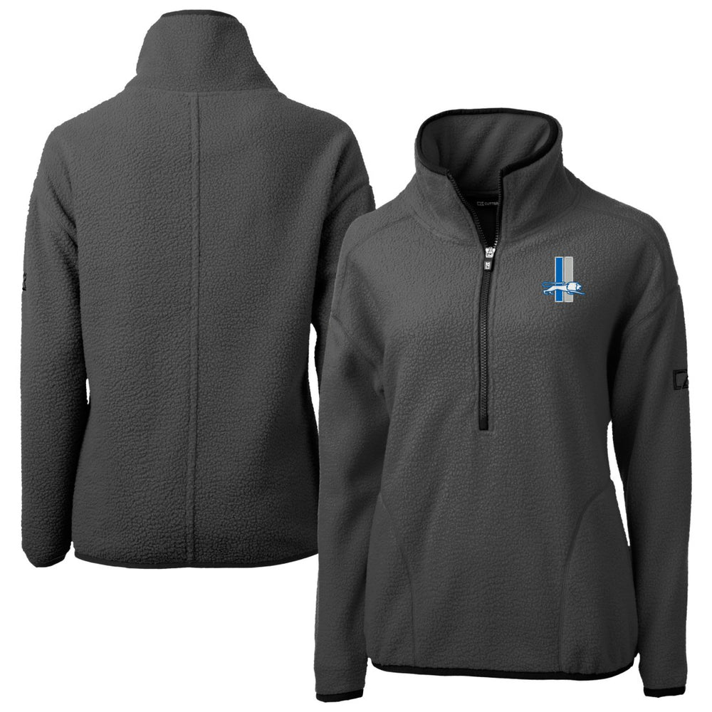 Detroit Lions Cutter & Buck Women's Historic Cascade Eco Sherpa Fleece Half-Zip Jacket Charcoal | NFL