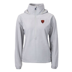 Chicago Bears Cutter & Buck Women's Charter Eco Recycled Half-Zip Hooded Anorak Jacket Gray | NFL