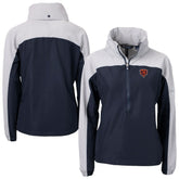 Chicago Bears Cutter & Buck Women's Charter Eco Recycled Half-Zip Hooded Anorak Jacket Navy | NFL