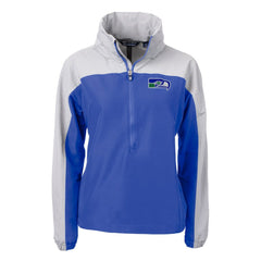 Seattle Seahawks Cutter & Buck Women's Charter Eco Recycled Half-Zip Hooded Anorak Jacket Blue | NFL