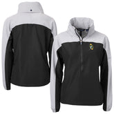 Green Bay Packers Cutter & Buck Women's Charter Eco Recycled Half-Zip Hooded Anorak Jacket Black | NFL