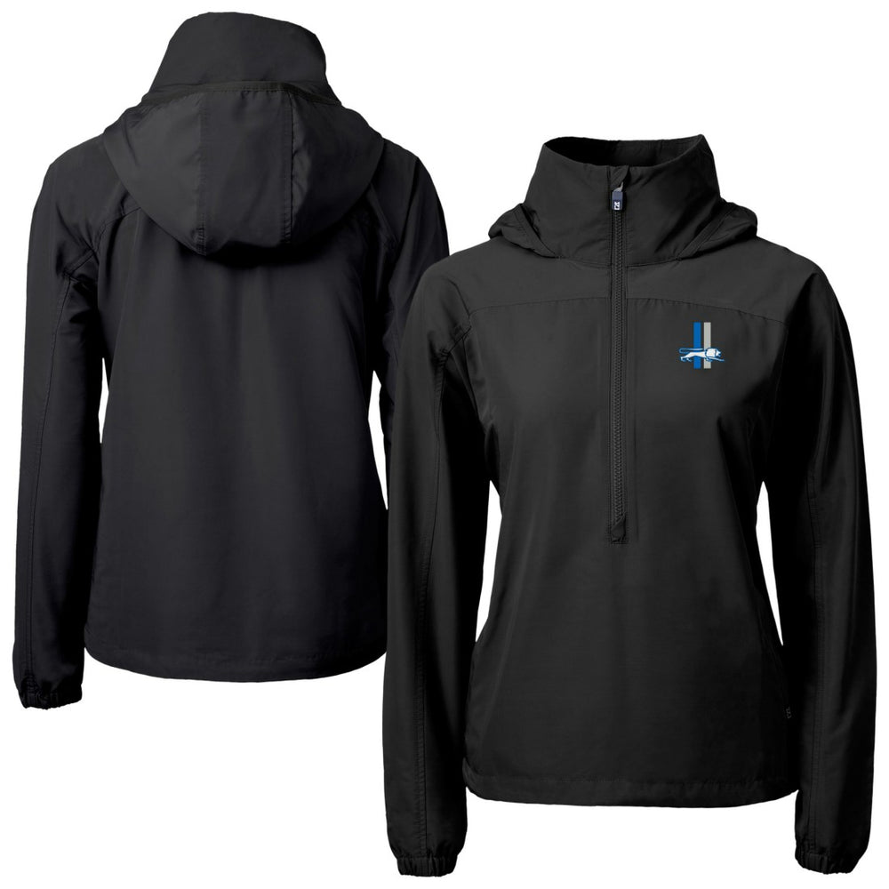 Detroit Lions Cutter & Buck Women's Charter Eco Recycled Half-Zip Hooded Anorak Jacket Black | NFL