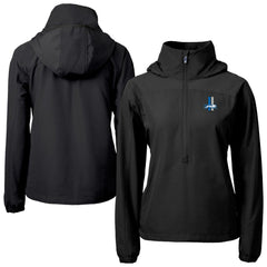 Detroit Lions Cutter & Buck Women's Charter Eco Recycled Half-Zip Hooded Anorak Jacket Black | NFL