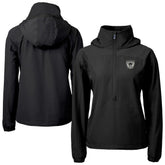 Las Vegas Raiders Cutter & Buck Women's Charter Eco Recycled Half-Zip Hooded Anorak Jacket Black | NFL