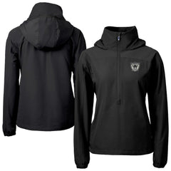 Las Vegas Raiders Cutter & Buck Women's Charter Eco Recycled Half-Zip Hooded Anorak Jacket Black | NFL