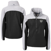 Las Vegas Raiders Cutter & Buck Women's Charter Eco Recycled Half-Zip Hooded Anorak Jacket Black | NFL