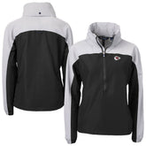 Kansas City Chiefs Cutter & Buck Women's Charter Eco Recycled Half-Zip Hooded Anorak Jacket Black | NFL