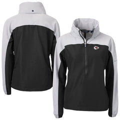 Kansas City Chiefs Cutter & Buck Women's Charter Eco Recycled Half-Zip Hooded Anorak Jacket Black | NFL