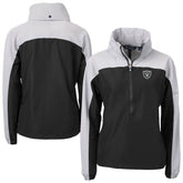 Las Vegas Raiders Cutter & Buck Women's Charter Eco Recycled Half-Zip Hooded Anorak Jacket Black | NFL