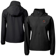Washington Commanders Cutter & Buck Women's Charter Eco Recycled Half-Zip Hooded Anorak Jacket Black | NFL