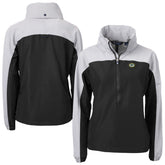 Green Bay Packers Cutter & Buck Women's Charter Eco Recycled Half-Zip Hooded Anorak Jacket Black | NFL