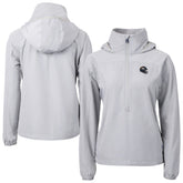 Denver Broncos Cutter & Buck Women's Charter Eco Recycled Half-Zip Hooded Anorak Jacket Gray | NFL