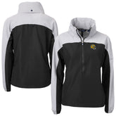 Green Bay Packers Cutter & Buck Women's Charter Eco Recycled Half-Zip Hooded Anorak Jacket Black | NFL