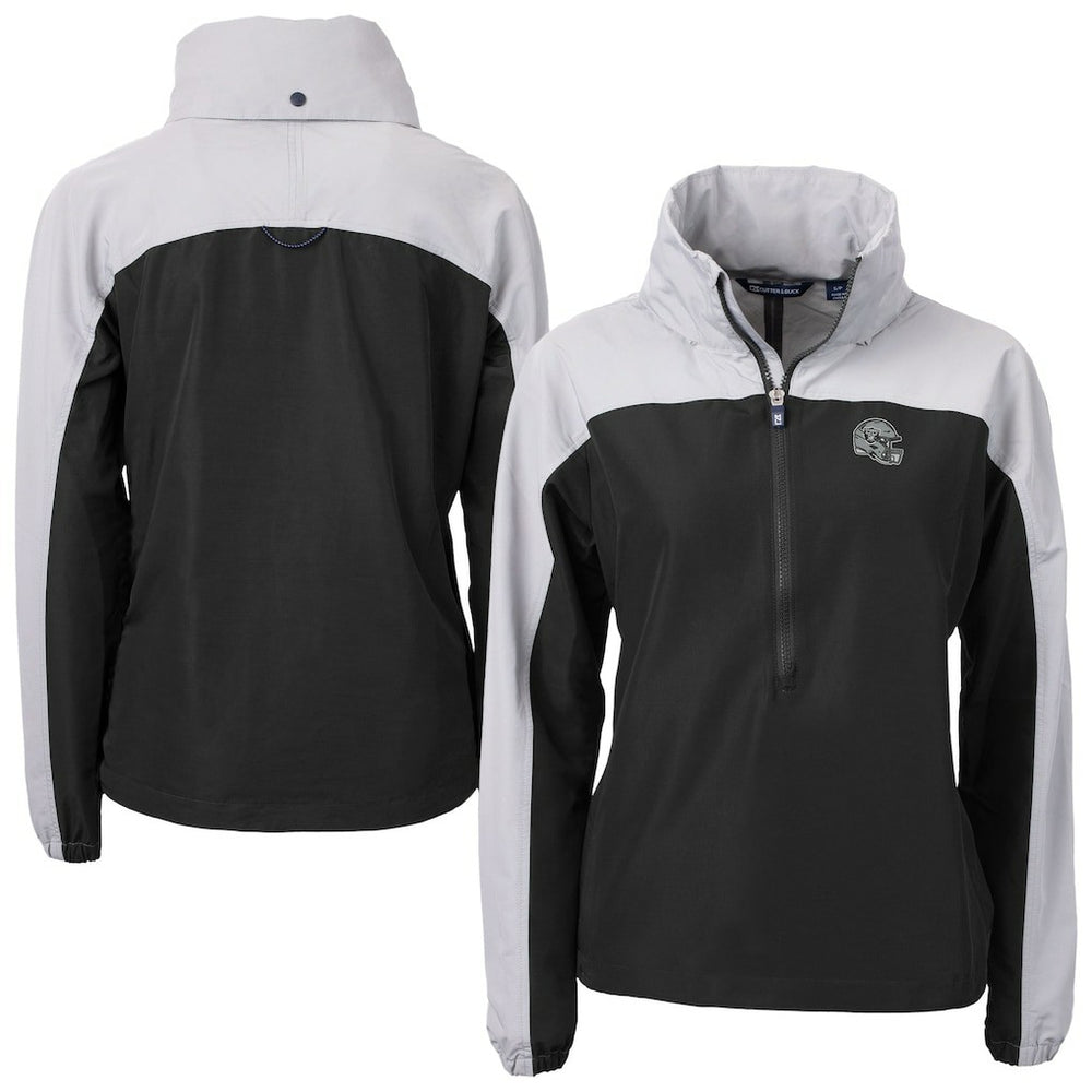 Las Vegas Raiders Cutter & Buck Women's Charter Eco Recycled Half-Zip Hooded Anorak Jacket Black | NFL