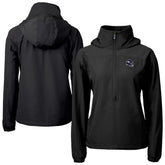 Minnesota Vikings Cutter & Buck Women's Charter Eco Recycled Half-Zip Hooded Anorak Jacket Black | NFL