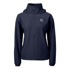 New England Patriots Cutter & Buck Women's Charter Eco Recycled Half-Zip Hooded Anorak Jacket Navy | NFL