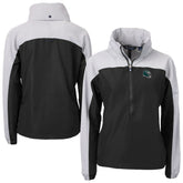 Philadelphia Eagles Cutter & Buck Women's Charter Eco Recycled Half-Zip Hooded Anorak Jacket Black | NFL