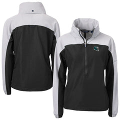 Philadelphia Eagles Cutter & Buck Women's Charter Eco Recycled Half-Zip Hooded Anorak Jacket Black | NFL