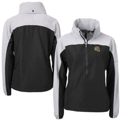 San Francisco 49ers Cutter & Buck Women's Charter Eco Recycled Half-Zip Hooded Anorak Jacket Black | NFL