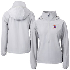 Denver Broncos Cutter & Buck Women's Charter Eco Recycled Half-Zip Hooded Anorak Jacket Gray | NFL