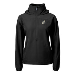 New Orleans Saints Cutter & Buck Women's Charter Eco Recycled Half-Zip Hooded Anorak Jacket Black | NFL