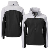Carolina Panthers Cutter & Buck Women's Charter Eco Recycled Half-Zip Hooded Anorak Jacket Black | NFL