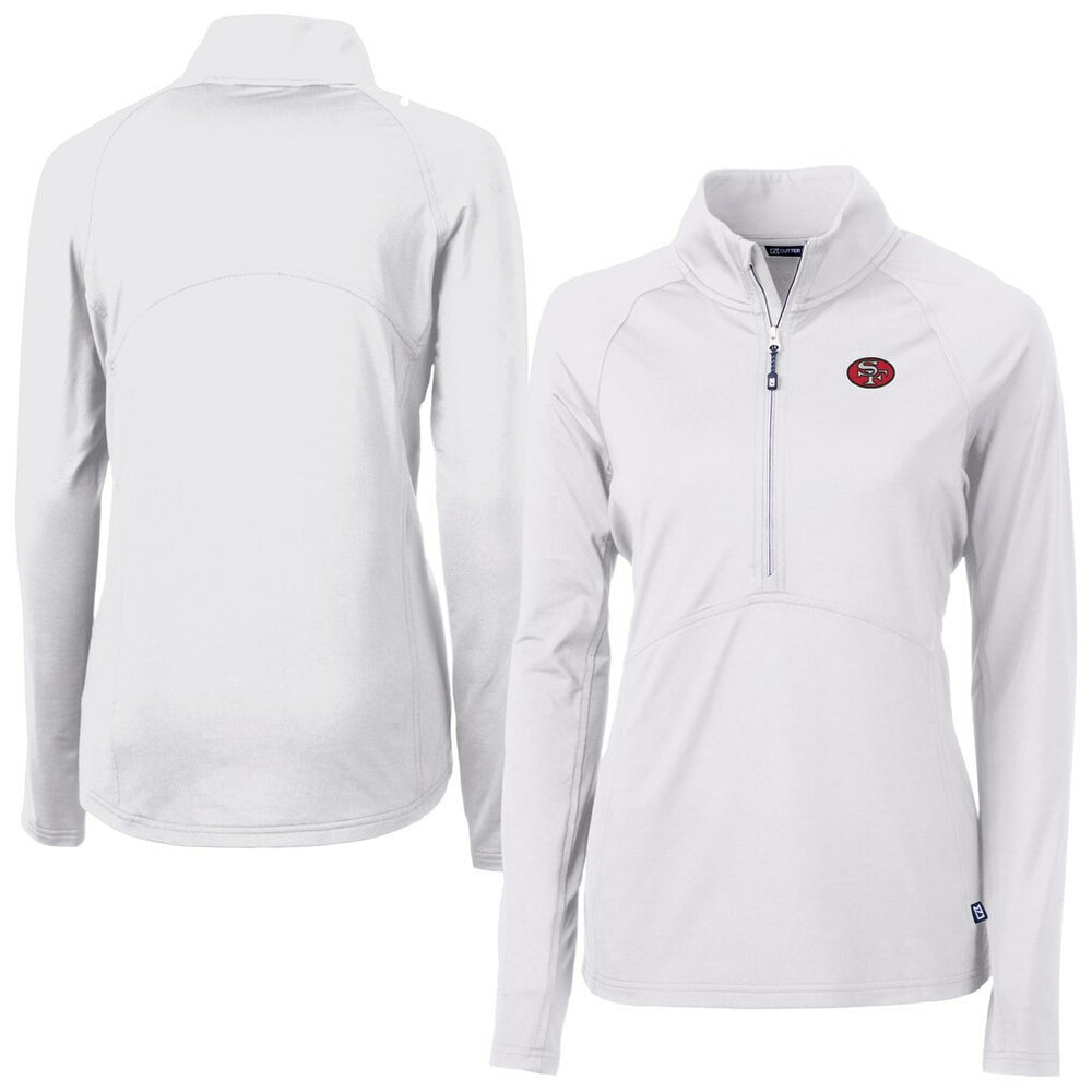 San Francisco 49ers Cutter & Buck Women's Adapt Eco Knit Stretch Recycled Raglan Half-Zip Top White | NFL