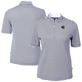 Denver Broncos Cutter & Buck Women's Virtue Eco Pique Stripe Recycled Quarter-Zip Top Navy | NFL