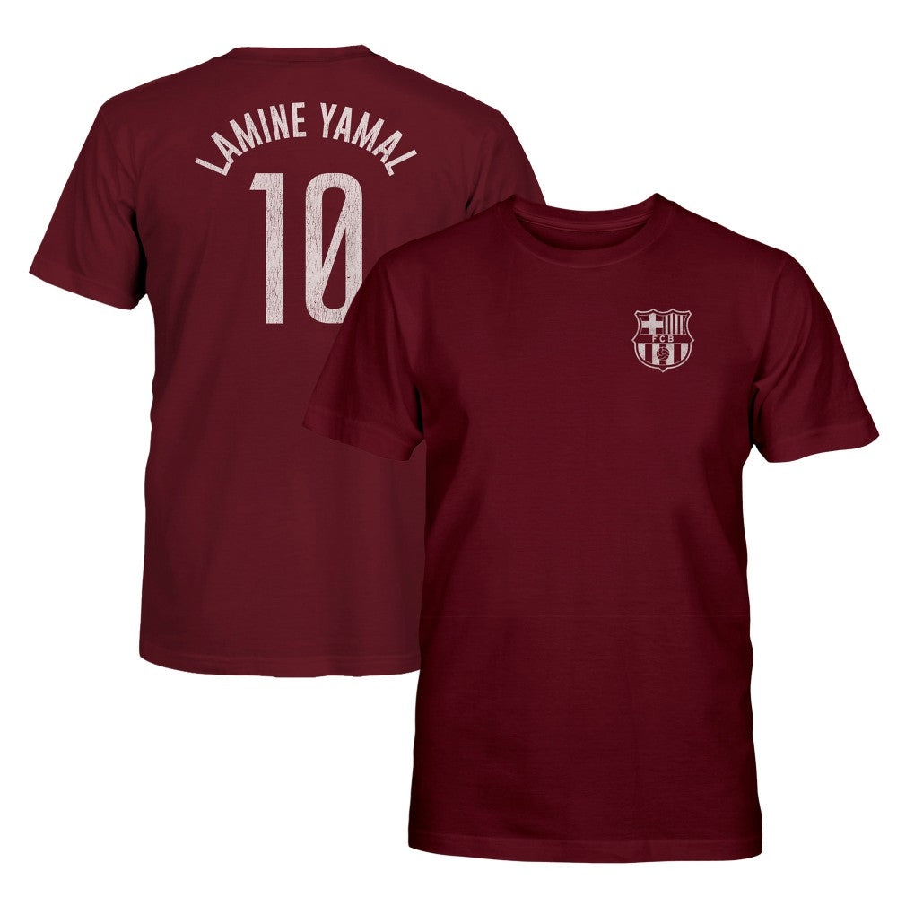 Lamine Yamal Barcelona 1863FC Youth Player Name & Number T-Shirt Maroon - FIFA World CUP