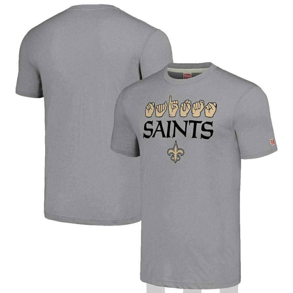 New Orleans Saints Homage Unisex The NFL ASL Collection by Love Sign American Sign Language T-Shirt Grey | NFL