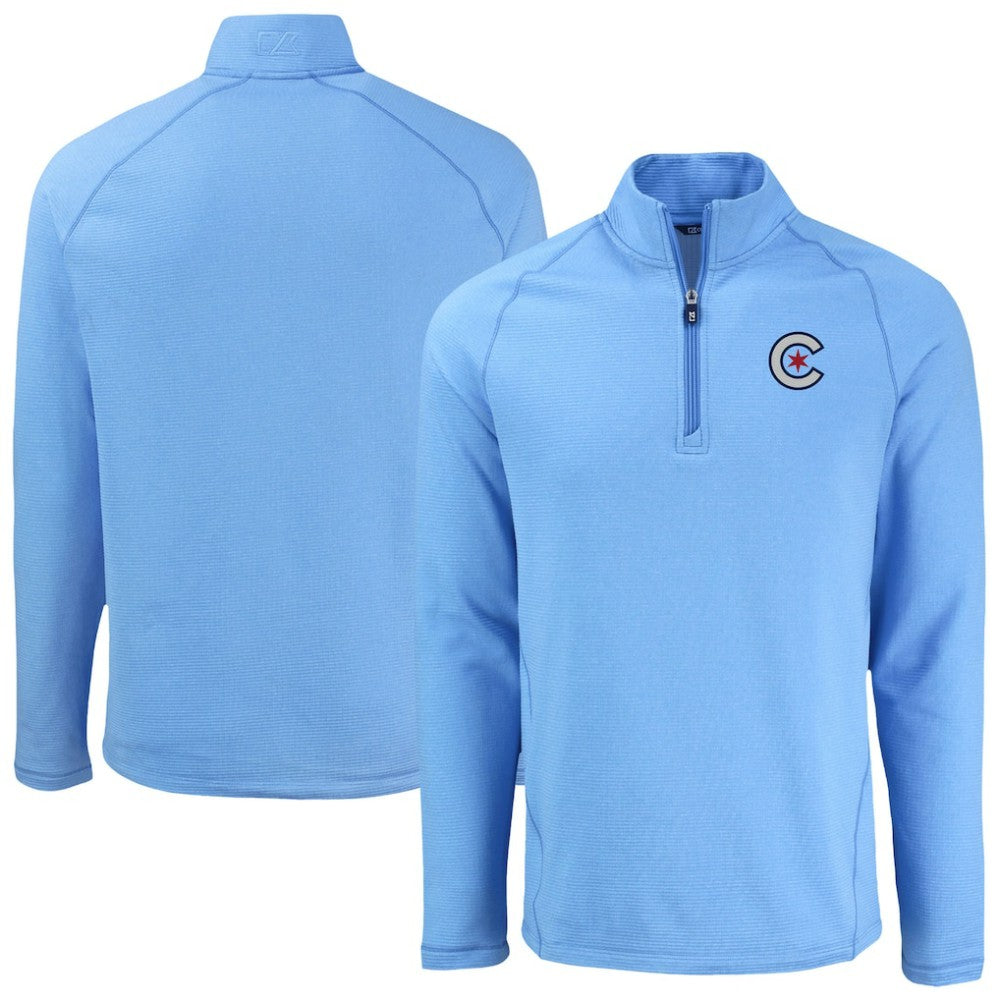 Chicago Cubs Cutter & Buck Peshastin Eco Fleece Recycled Raglan Quarter-Zip Top - MLB