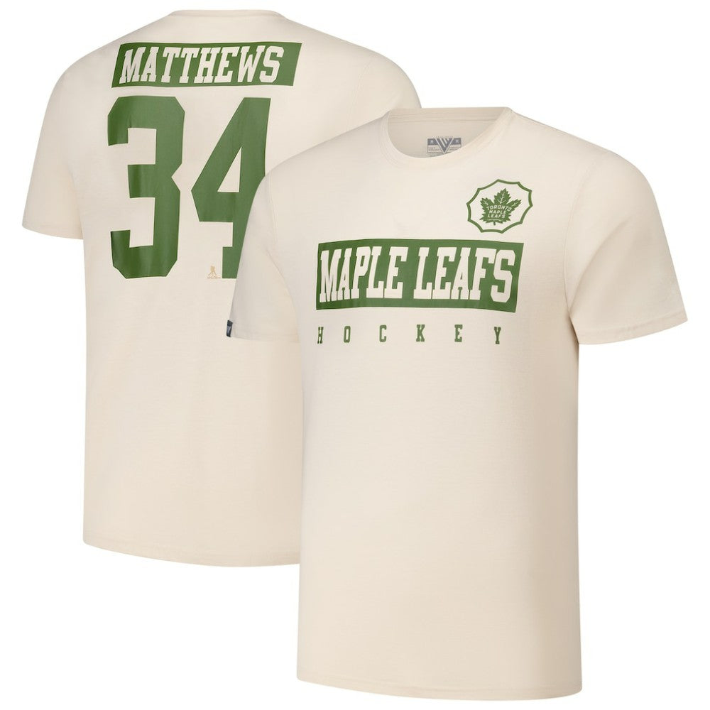 Auston Matthews Toronto Maple Leafs Levelwear 2024 NHL Military Appreciation Richmond Delta Player Name & Number T-Shirt - Khaki - NHL