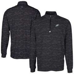Philadelphia Eagles Cutter & Buck Traverse Camo Print Stretch Quarter-Zip Top Black | NFL