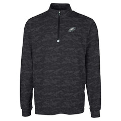 Philadelphia Eagles Cutter & Buck Traverse Camo Print Stretch Quarter-Zip Top Black | NFL
