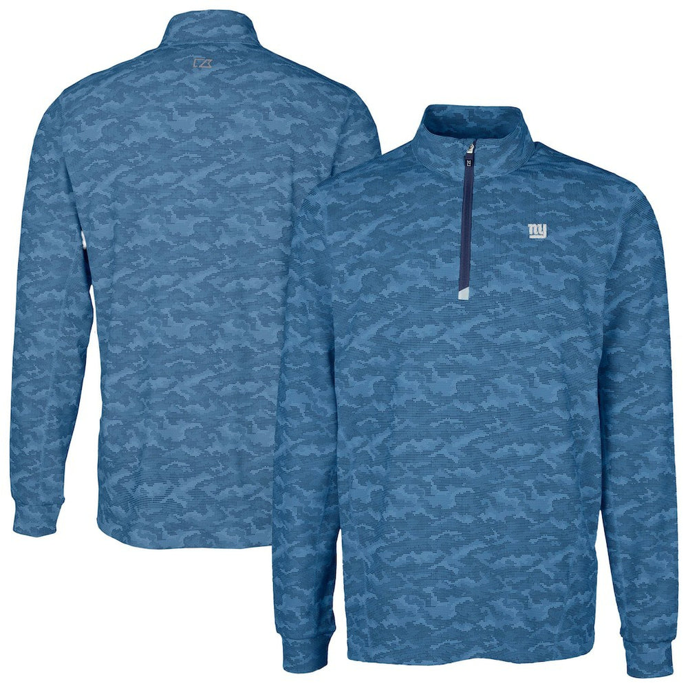 New York Giants Cutter & Buck Traverse Camo Print Stretch Quarter-Zip Top Navy | NFL