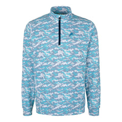 Detroit Lions Cutter & Buck Traverse Camo Print Stretch Quarter-Zip Pullover Top Blue | NFL