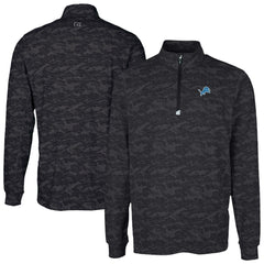 Detroit Lions Cutter & Buck Traverse Camo Print Stretch Quarter-Zip Top Black | NFL
