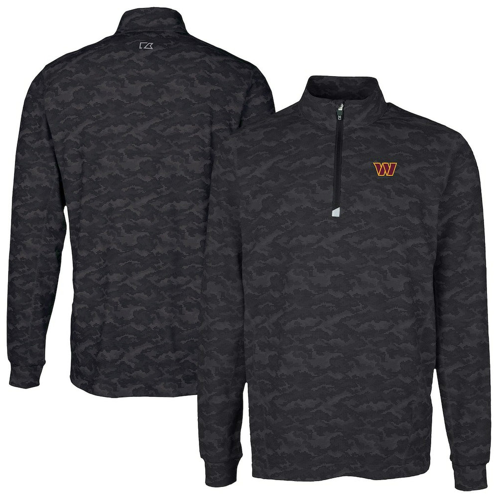 Washington Commanders Cutter & Buck Traverse Camo Print Stretch Quarter-Zip Top Black | NFL