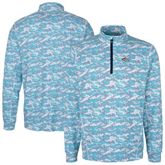 Denver Broncos Cutter & Buck Traverse Camo Print Stretch Quarter-Zip Pullover Top Blue | NFL