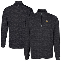 Minnesota Vikings Cutter & Buck Traverse Camo Print Stretch Quarter-Zip Top Black | NFL