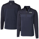 Seattle Seahawks Cutter & Buck Traverse Stripe Stretch DryTec Quarter-Zip Top Navy | NFL