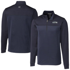 Seattle Seahawks Cutter & Buck Traverse Stripe Stretch DryTec Quarter-Zip Top Navy | NFL