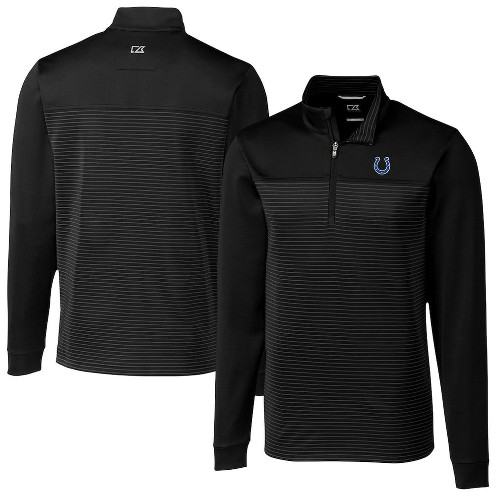 Indianapolis Colts Cutter & Buck Traverse Stripe Stretch DryTec Quarter-Zip Top Black | NFL
