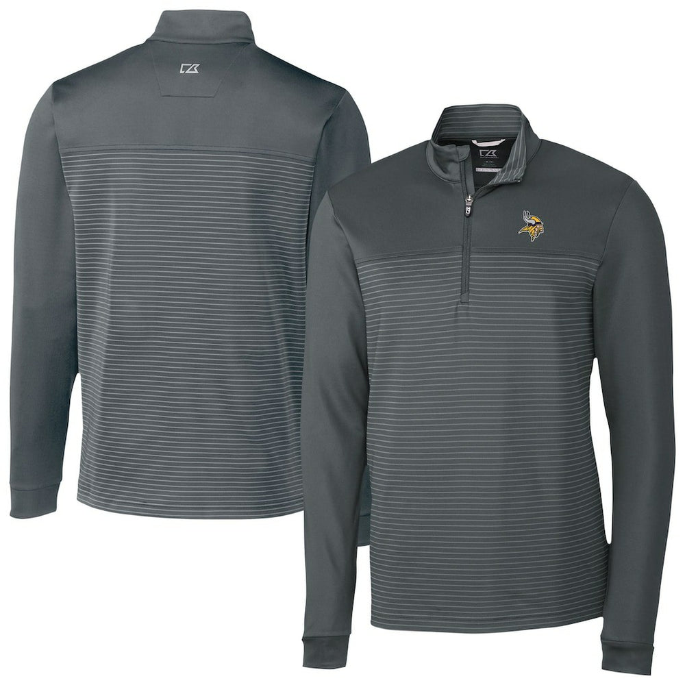 Minnesota Vikings Cutter & Buck Traverse Stripe Stretch DryTec Quarter-Zip Top Gray | NFL