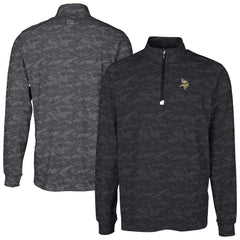 Minnesota Vikings Cutter & Buck Big & Tall Traverse Eco Camo Tri-Blend DryTec Quarter-Zip Jacket Black | NFL