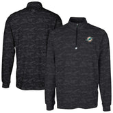 Miami Dolphins Cutter & Buck Big & Tall Traverse Eco Camo Tri-Blend DryTec Quarter-Zip Jacket Black | NFL